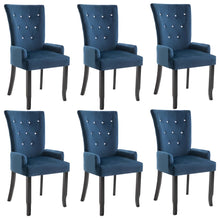Load image into Gallery viewer, Lotus Dining Chair with Armrests 6 pcs Dark Blue Velvet