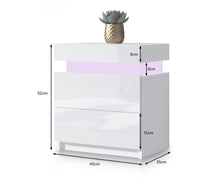 Load image into Gallery viewer, Modern Bedside Table 2 Drawers Side Nightstand Cabinet High Gloss Bedroom Furniture White
