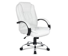 Load image into Gallery viewer, PU Leather Padded Office Desk Computer Chair - White