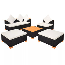 Load image into Gallery viewer, Stylish 6 Piece Garden Lounge Set with Cushions Poly Rattan Black