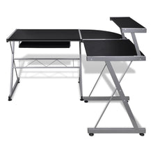 Load image into Gallery viewer, FirstChoise Computer Desk with Pullout Keyboard Tray Lshaped Black