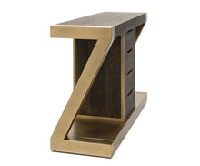 Load image into Gallery viewer, Z-Shaped Solid Wood Iron Hallway Console Table – Brass Finish