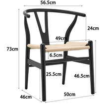 Load image into Gallery viewer, Modren 5 Piece Black Scandi & Black and Natural Replica Hans Wegner Wishbone Dining Chair Set