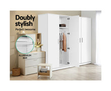 Load image into Gallery viewer, 2 Door 180cm Wardrobe Closet Storage Cabinet Kitchen Organiser White