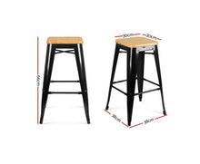 Load image into Gallery viewer, Set of 2 Wooden Backless Bar Stools- Black