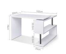 Load image into Gallery viewer, Rotary Corner Desk with Bookshelf - White