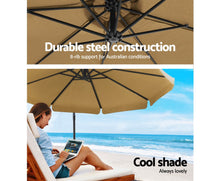 Load image into Gallery viewer, Instahut 3M Umbrella with 48x48cm Base Outdoor Umbrellas Cantilever Sun Beach UV Beige