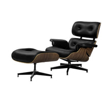 Load image into Gallery viewer, Suede Armchair Lounge Chair and Ottoman Recliner Armchair Leather Plywood Black