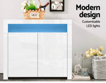 Load image into Gallery viewer, Buffet Sideboard Cabinet LED High Gloss Storage Cupboard 2 Doors White