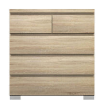 Load image into Gallery viewer, Elara 5 Drawer Chest High Gloss Oak