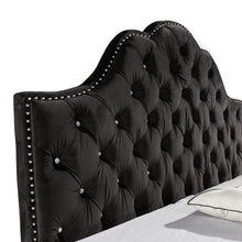Load image into Gallery viewer, Kyara Luxury Velvet Bed with Tufted Diamond Black