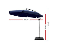 Load image into Gallery viewer, Instahut 3M Umbrella with 50x50cm Base Outdoor Umbrellas Cantilever Patio Sun Beach UV Navy