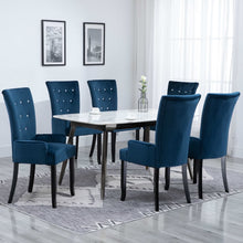 Load image into Gallery viewer, Lotus Dining Chair with Armrests 6 pcs Dark Blue Velvet