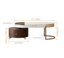 Load image into Gallery viewer, Dadrox Modern Oval Nesting Coffee Table White&Walnut Coffee Table with Storage with Drawer