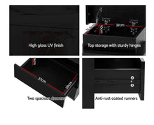 Load image into Gallery viewer, Artiss Bedside Tables Side Table Drawers RGB LED High Gloss Nightstand Black