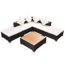 Load image into Gallery viewer, Stylish 6 Piece Garden Lounge Set with Cushions Poly Rattan Black