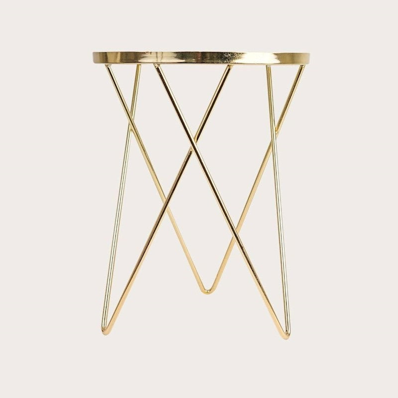 Zoobibi Dupas Gold Metal Side Table with Glass Top Dear Furniture