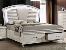 Load image into Gallery viewer, Zari Pearl White Upholstered Storage Panel Bed