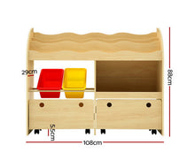 Load image into Gallery viewer, Kids Bookcase Childrens Bookshelf Toy Storage Box Organizer Display Rack Drawers with Rollers