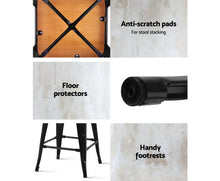 Load image into Gallery viewer, Set of 2 Wooden Backless Bar Stools- Black