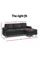 Load image into Gallery viewer, Sofa Lounge Set Couch Futon Corner Chaise Fabric 4 Seater Suite Dark Grey  AU Stock Free Delivery High Quality