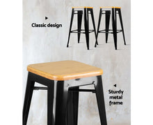 Load image into Gallery viewer, Set of 2 Wooden Backless Bar Stools- Black