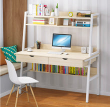 Load image into Gallery viewer, Enterprise Large Computer Desk Workstation with Shelves & Drawers (White)