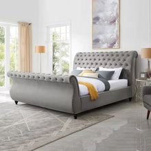 Load image into Gallery viewer, Bronwood Upholstered Velvet Button Tufted Sleigh Bed Frame
