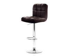 Load image into Gallery viewer, 2x Gas Lift Bar Stools Swivel Chairs Leather Chrome Chocolate
