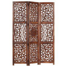 Load image into Gallery viewer, Wilson Hand carved 3Panel Room Divider Brown 120x165 cm Solid Mango Wood