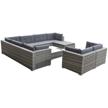 Load image into Gallery viewer, Shasta 10 Piece Garden Lounge Set with Cushions Poly Rattan Grey