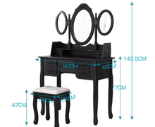 Load image into Gallery viewer, Levede Dressing Table&Stool 3 Mirror Jewellery Cabinet 7 Drawer Makeup Organiser
