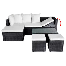 Load image into Gallery viewer, Hartley Garden Lounge Set with Cushions Poly Rattan Black