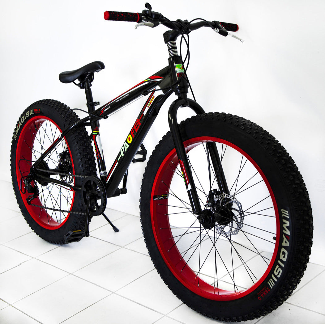 Large Tire Heavy Duty Fat Wheel Mountain Bike (Premium Red Black