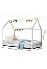 Load image into Gallery viewer, Kids Wooden bed Frame Single size mattress base Pine Timber White