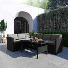 Load image into Gallery viewer, Ballena 6 Seater Wicker Outdoor Sofa Dining Set - Dark Grey