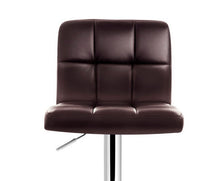 Load image into Gallery viewer, 2x Gas Lift Bar Stools Swivel Chairs Leather Chrome Chocolate