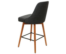 Load image into Gallery viewer, 2x Wooden Bar Stools Swivel Bar Stool Kitchen Cafe Fabric Charcoal