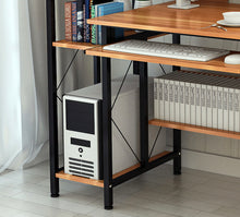 Load image into Gallery viewer, Prime Large Multi-function Computer Desk Workstation with Shelves & Cabinet (Oak)
