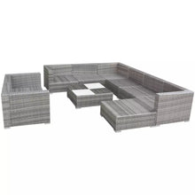 Load image into Gallery viewer, Shasta 10 Piece Garden Lounge Set with Cushions Poly Rattan Grey