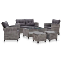 Load image into Gallery viewer, Brighton 6 Piece Garden Sofa Set with Cushions Poly Rattan Dark Grey
