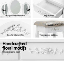 Load image into Gallery viewer, Dressing Table Stool Mirror Jewellery Cabinet 7 Drawers White Organizer