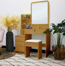 Load image into Gallery viewer, Hutton Dressing Table Mirror w/ Drawers & Stool - Natural