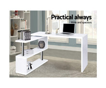 Load image into Gallery viewer, Rotary Corner Desk with Bookshelf - White