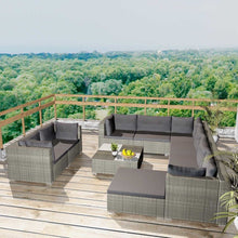 Load image into Gallery viewer, Shasta 10 Piece Garden Lounge Set with Cushions Poly Rattan Grey