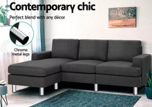 Load image into Gallery viewer, Sofa Lounge Set Couch Futon Corner Chaise Fabric 4 Seater Suite Dark Grey  AU Stock Free Delivery High Quality