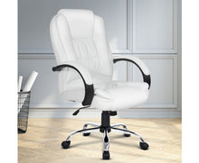 Load image into Gallery viewer, PU Leather Padded Office Desk Computer Chair - White