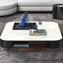 Load image into Gallery viewer, Exedra White Square Coffee Table with Storage Modern Accent Table Stone Top Style