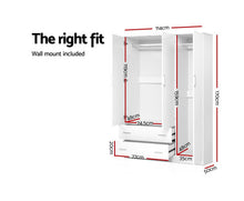 Load image into Gallery viewer, 3 Doors Wardrobe Bedroom Closet Storage Cabinet Organiser Armoire 170cm