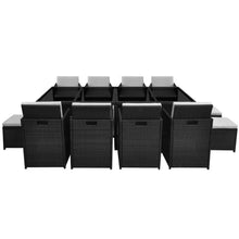 Load image into Gallery viewer, Nika 13 Piece Outdoor Dining Set with Cushions Poly Rattan Black